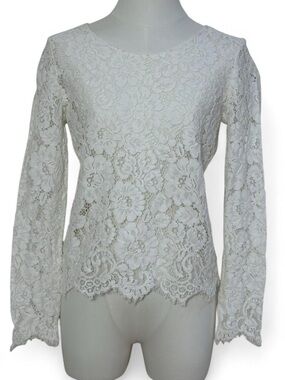 Luba by Hannah Payne -  White Long Sleeve Lace Women's Top -  Size 2